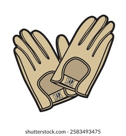 Elasticated gloves vector design technical flat drawing by adobe illustrator.