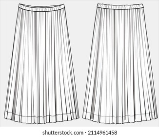 ELASTICATED WAISTBAND SKIRTS FOR WOMEN AND TEEN GIRLS IN EDITABLE VECTOR FILE