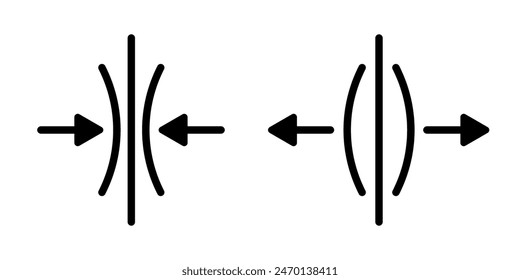 Elasticity, compress and pressure, stretching and expansion, resilience material icon sign – vector