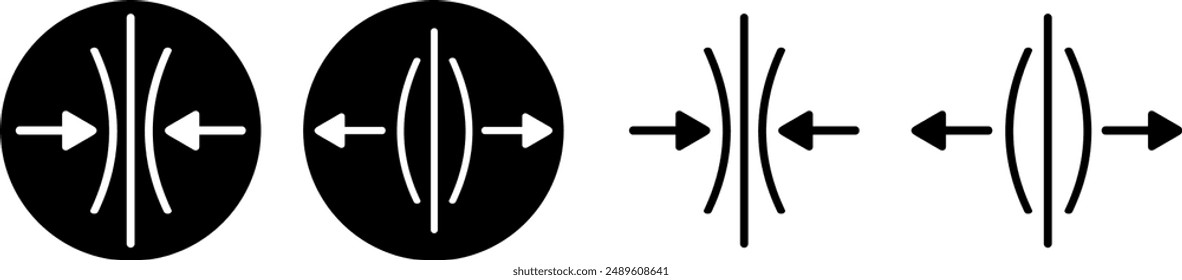Elasticity, compress and pressure, stretching and expansion, resilience material icon sign – vector
