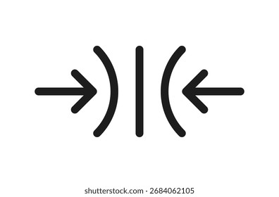 Ícone de elasticidade representando flexibilidade, adaptabilidade ou compactação, comumente usado em aplicações relacionadas a propriedades de física, engenharia ou material