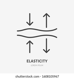 Elasticity line icon, vector pictogram of elastic material. Skincare illustration, anti wrinkle, facelift sign for cosmetics packaging.