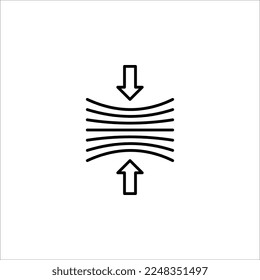 Icono de línea de elasticidad, pictograma vectorial de material elástico. Signo de material de resiliencia. Elemento de diseño de calidad, ilustración vectorial sobre fondo blanco