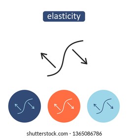 Elasticity material outline icons set. Special fabric properties. Textile manufacturing industry. Garment label information. Clothing production vector illustration isolated on white background.