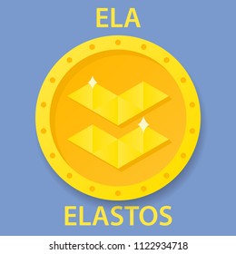 Elastos Coin cryptocurrency blockchain icon. Virtual electronic, internet money or cryptocoin symbol, logo