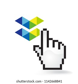 Elastos Cryptocurrency Coin Sign Hand Cursor Click Isolated