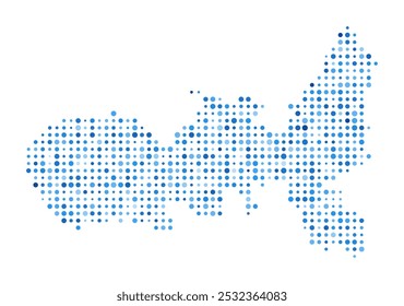 Mapa Elba Dot. Forma de Estilo Digital Island. Imagem de vetor Elba. Forma de ilha pontos circulares azuis. Ilustração do vetor de tendências.