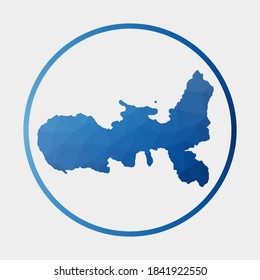 Icono de Elba. Mapa poligonal de la isla en anillo de gradiente. El cartel de Elba, de popa baja redonda. Ilustración vectorial.
