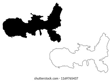 Elba (island in Italy, Tuscan Archipelago) map vector illustration, scribble sketch  Elba map