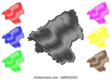 Elbasan County (Republic of Albania) map vector illustration, scribble sketch Elbasan map