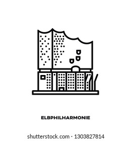 Elbe Philharmonic Hall oder Elbphilharmonie, Konzertsaal in Hamburg, Deutschland, Vektorsymbol. Internationales Wahrzeichen und Tourismussymbol.