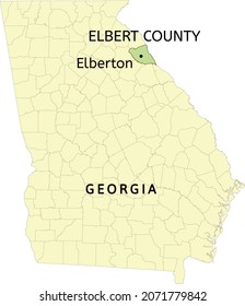 Elbert County and city of Elberton location on Georgia state map