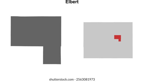 Elbert County (Colorado) blank outline map set