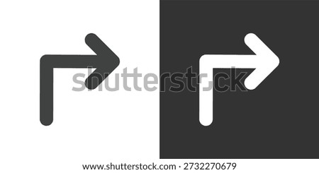 Elbow Arrow Pointing Right icon set. Solid glyph series icons