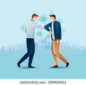 Elbow bump concept. Safe greeting to prevent Covid-19 coronavirus