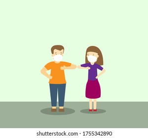 Elbow bump greeting instead of handshake.