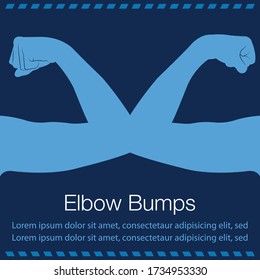 Elbow bump, informal greeting where two people touch elbows. Vector illustration in flat style