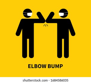 Elbow Bump. People Greeting Without Hands. Vector Illustration
