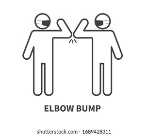 Elbow Bump. People Greeting Without Hands. Vector Illustration