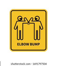 Elbow bump. People greeting without hands. Vector illustration