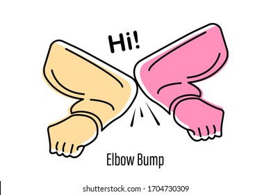 Elbow Bump. Virus Protection. Elbow Salutation. Isolated Vector Illustration.
