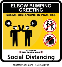 ELBOW BUMPING GREETING, SOCIAL DISTANCING, poster vector