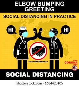 elbow bumping greeting, social distancing

