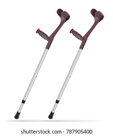 Elbow crutch. Metal telescopic crutch. Medicine and health. Objects on white background. Vector illustration