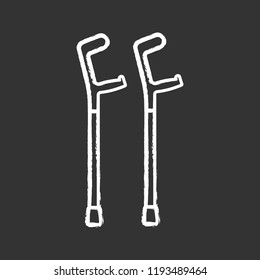 Elbow crutches chalk icon. Mobility aid. Isolated vector chalkboard illustration