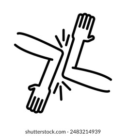 elbow greeting icon linear logo mark in black and white