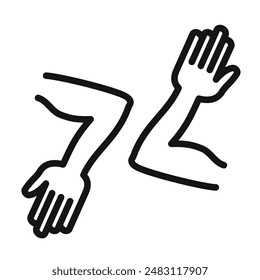 marca de icono de saludo de codo en estilo relleno