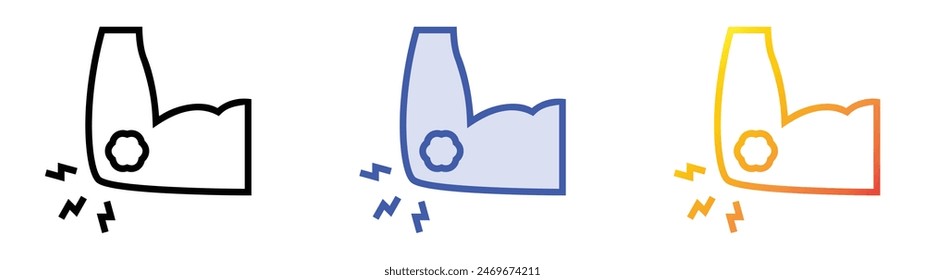 elbow icon. Linear, Blue Fill and Gradient Style Design Isolated On White Background