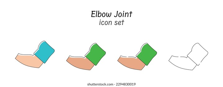 Icono de unión del codo conjunto en color diferente Ilustración vectorial totalmente personalizable,Clipart