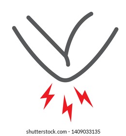 Elbow pain line icon, body and injure, arm ache sign, vector graphics, a linear pattern on a white background, eps 10.