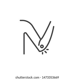 Elbow pain line icon. linear style sign for mobile concept and web design. Elbow Joint pain outline vector icon. Symbol, logo illustration. Vector graphics