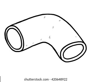 elbow pipe / cartoon vector and illustration, black and white, hand drawn, sketch style, isolated on white background.