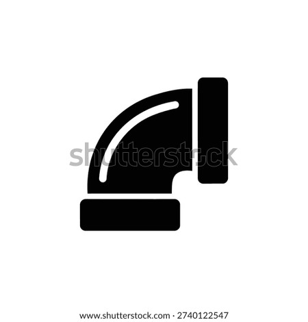 Elbow pipe fitting icon on white plumbing joint