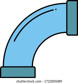 Elbow Pipe Fittings Vector Color Icon Design, Tube Arm joint concept, Plumber Ventilation 90 Degree PVC Pipe on white background.