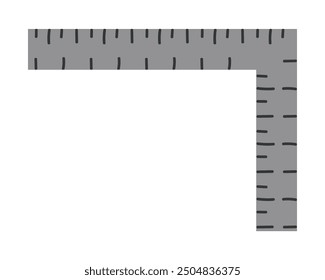 Elbow ruler gray color. Two Elbow ruler. Ruler at an angle. Vector icon of a steel ruler