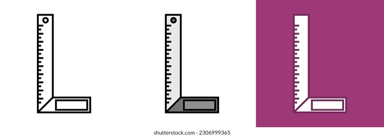 Elbow Ruller Icon, The elbow ruler icon represents a measuring tool with a bent or angled design, commonly used to measure and mark angles in various applications.