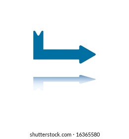 "Elbow" Shaped Medium Horizontal Arrow Pointing Right