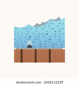 Elbphilharmonie in Hamburg, Germany. Flat style illustration.