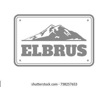 Elbrus in the Caucasus, Russia outdoor adventure logo. Rock climbing, trekking, Hiking, mountaineering and other extreme sports