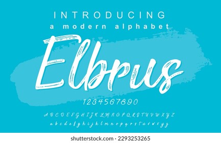 Elbrus font. Elegant alphabet letters font and number. Classic Copper Lettering Minimal Fashion Designs. Typography fonts regular uppercase and lowercase. vector illustration