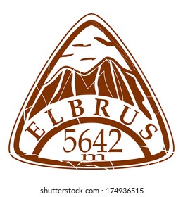 Elbrus. Tourist stamp on a white background. Vector