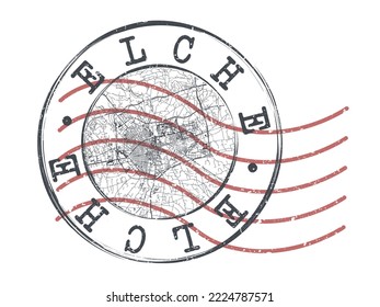 Elche, Alicante, Spain Stamp Map Postal. Silhouette Seal Roads and Streets. Passport Round Design. Vector Icon. Design Retro Travel National Symbol.