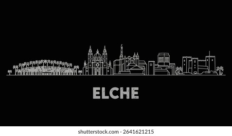 Elche City Skyline Outline Minimalist City.