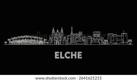 Elche City Skyline Outline Minimalist City.