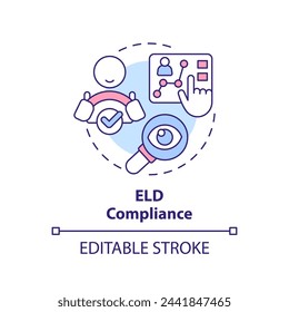 ELD compliance multi color concept icon. Onboard diagnostics system. Industry standards. Round shape line illustration. Abstract idea. Graphic design. Easy to use in infographic, presentation