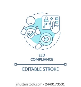 ELD compliance soft blue concept icon. Onboard diagnostics system. Industry standards. Round shape line illustration. Abstract idea. Graphic design. Easy to use in infographic, presentation